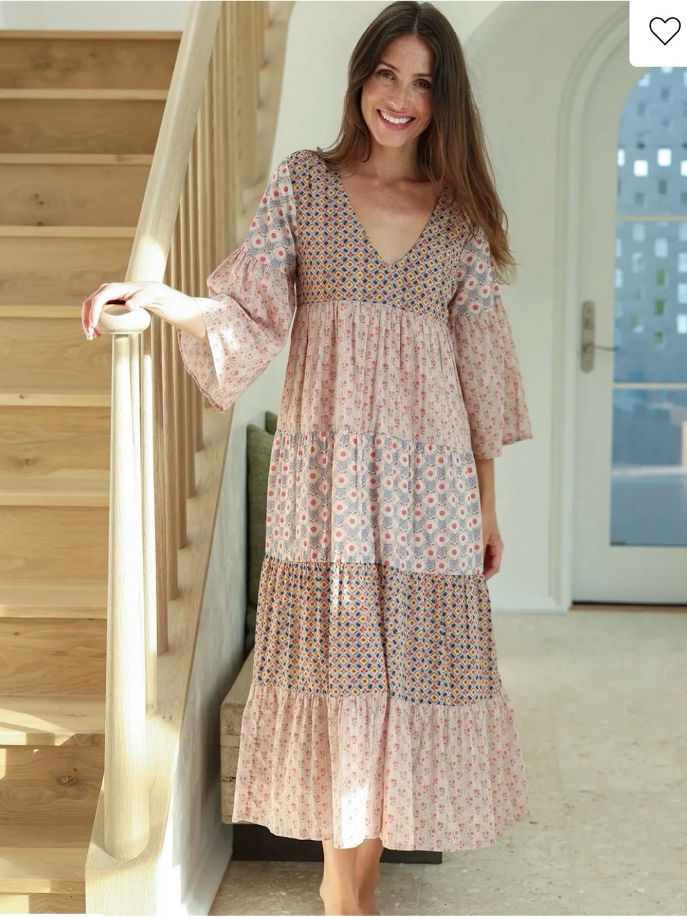 NATURAL LIFE Dusty Rose Patchwork Floral Maxi Dress